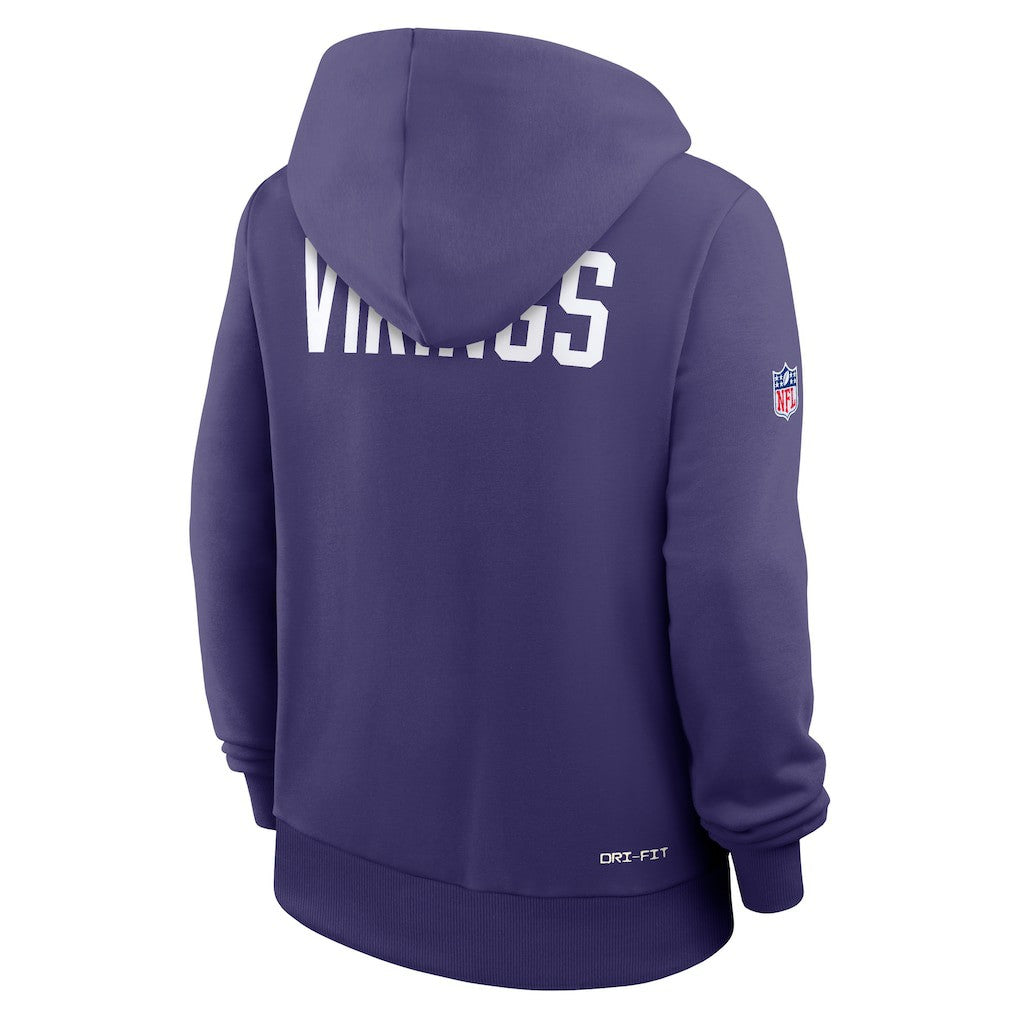 Minnesota Vikings Women's Throwback Sideline Standard Issue Dri-FIT Hoodie Purple | Nike for Sale