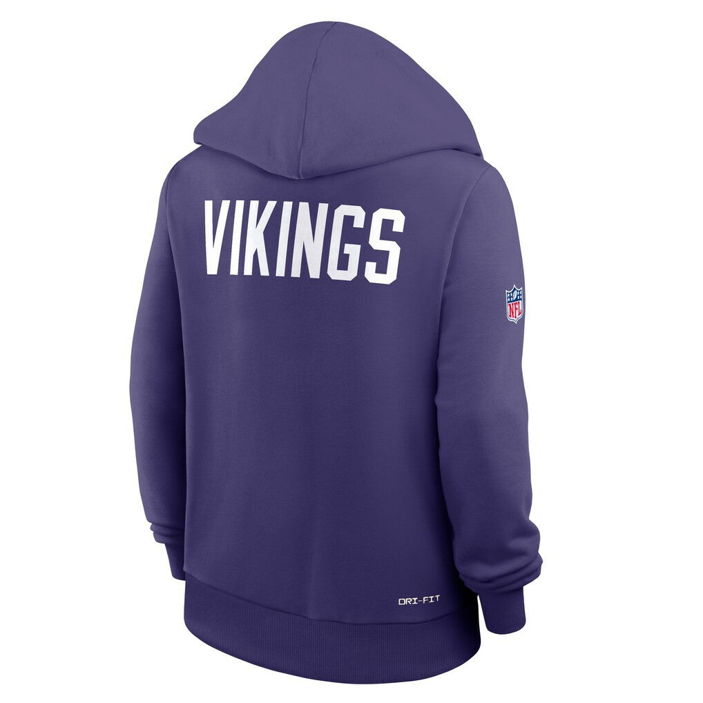 Minnesota Vikings Women's Throwback Sideline Standard Issue Dri-FIT Hoodie Purple | Nike for Sale
