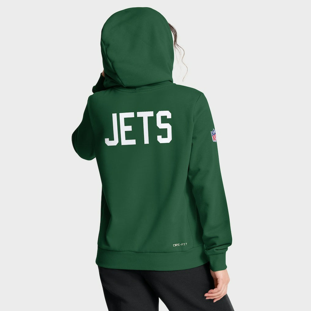 New York Jets Women's Throwback Sideline Standard Issue Dri-FIT Hoodie Kelly Green | Nike for Sale