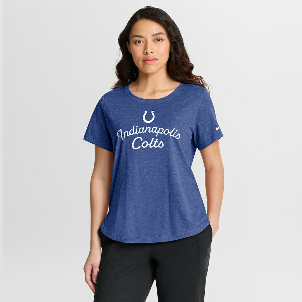 Indianapolis Colts Women's Script Tri-Blend T-Shirt Royal | Nike for Sale
