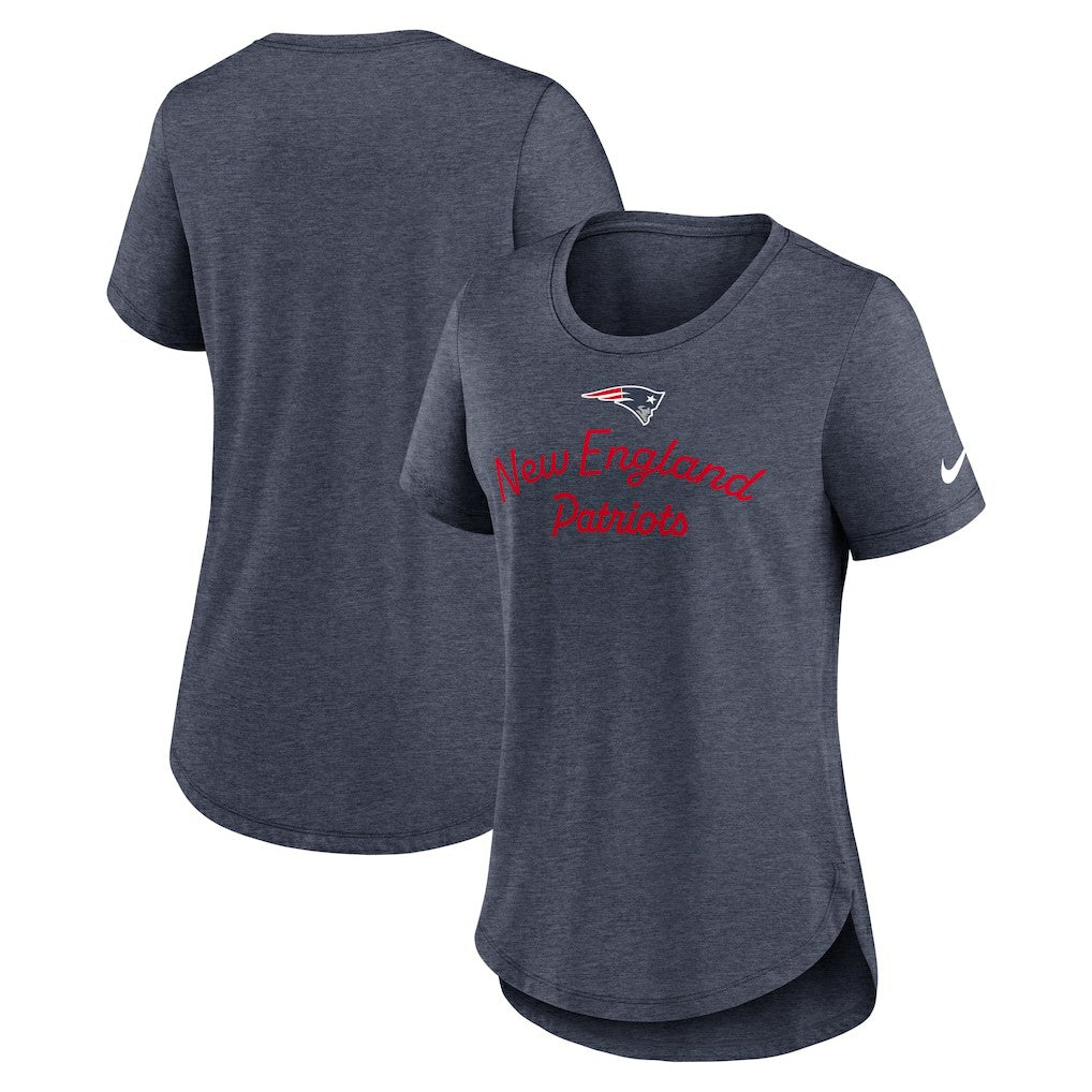 New England Patriots Women's Script Tri-Blend T-Shirt Navy | Nike for Sale