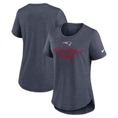 New England Patriots Women's Script Tri-Blend T-Shirt Navy | Nike for Sale