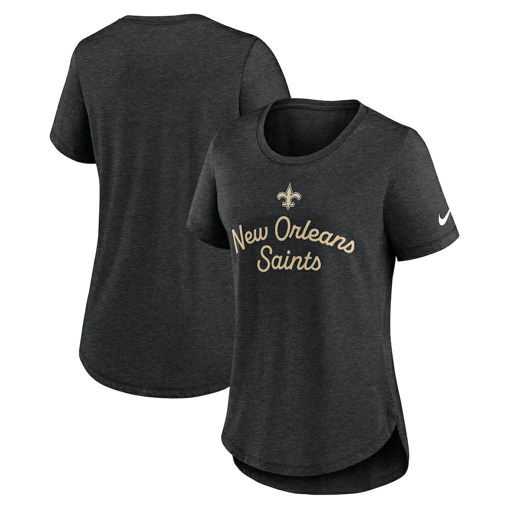 New Orleans Saints Women's Script Tri-Blend T-Shirt Black | Nike for Sale