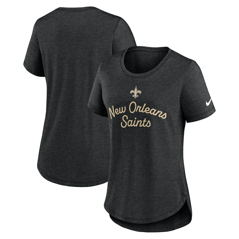 New Orleans Saints Women's Script Tri-Blend T-Shirt Black | Nike for Sale