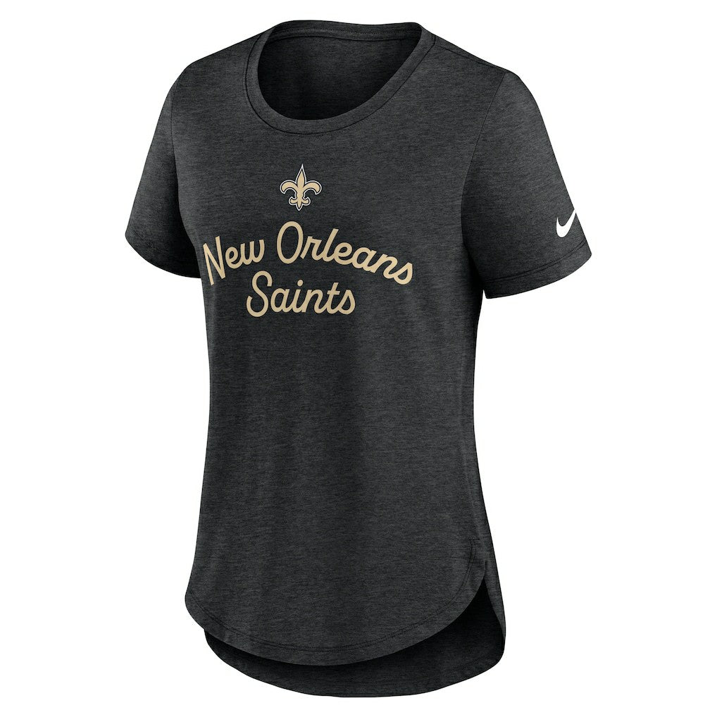 New Orleans Saints Women's Script Tri-Blend T-Shirt Black | Nike for Sale