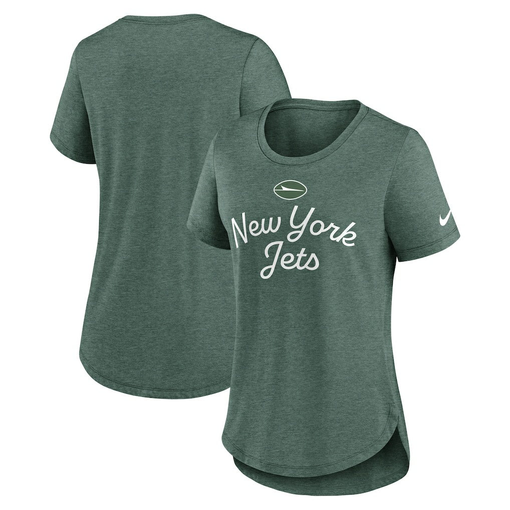 New York Jets Women's Script Tri-Blend T-Shirt Green | Nike for Sale