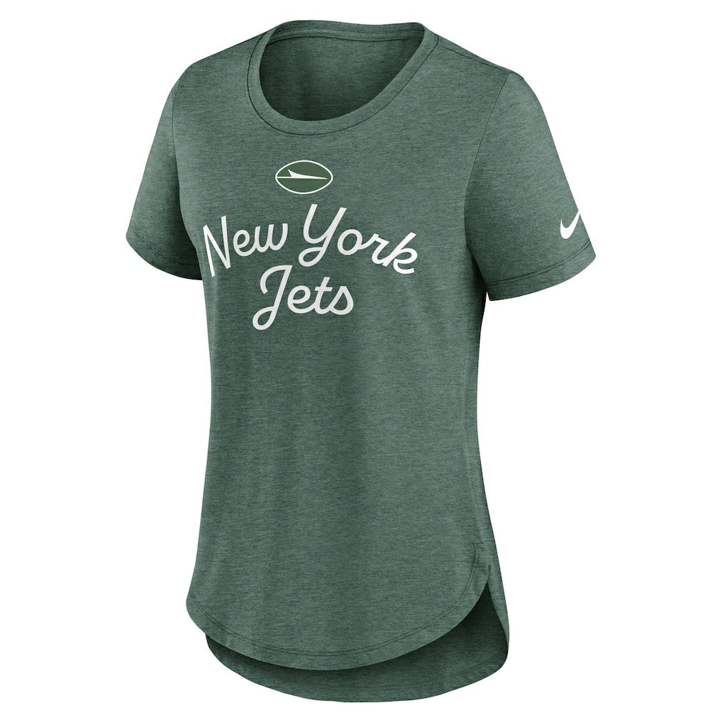 New York Jets Women's Script Tri-Blend T-Shirt Green | Nike for Sale