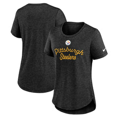 Pittsburgh Steelers Women's Script Tri-Blend T-Shirt Black | Nike for Sale
