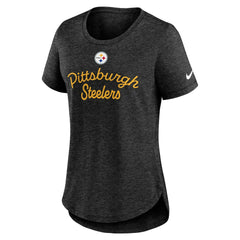 Pittsburgh Steelers Women's Script Tri-Blend T-Shirt Black | Nike for Sale