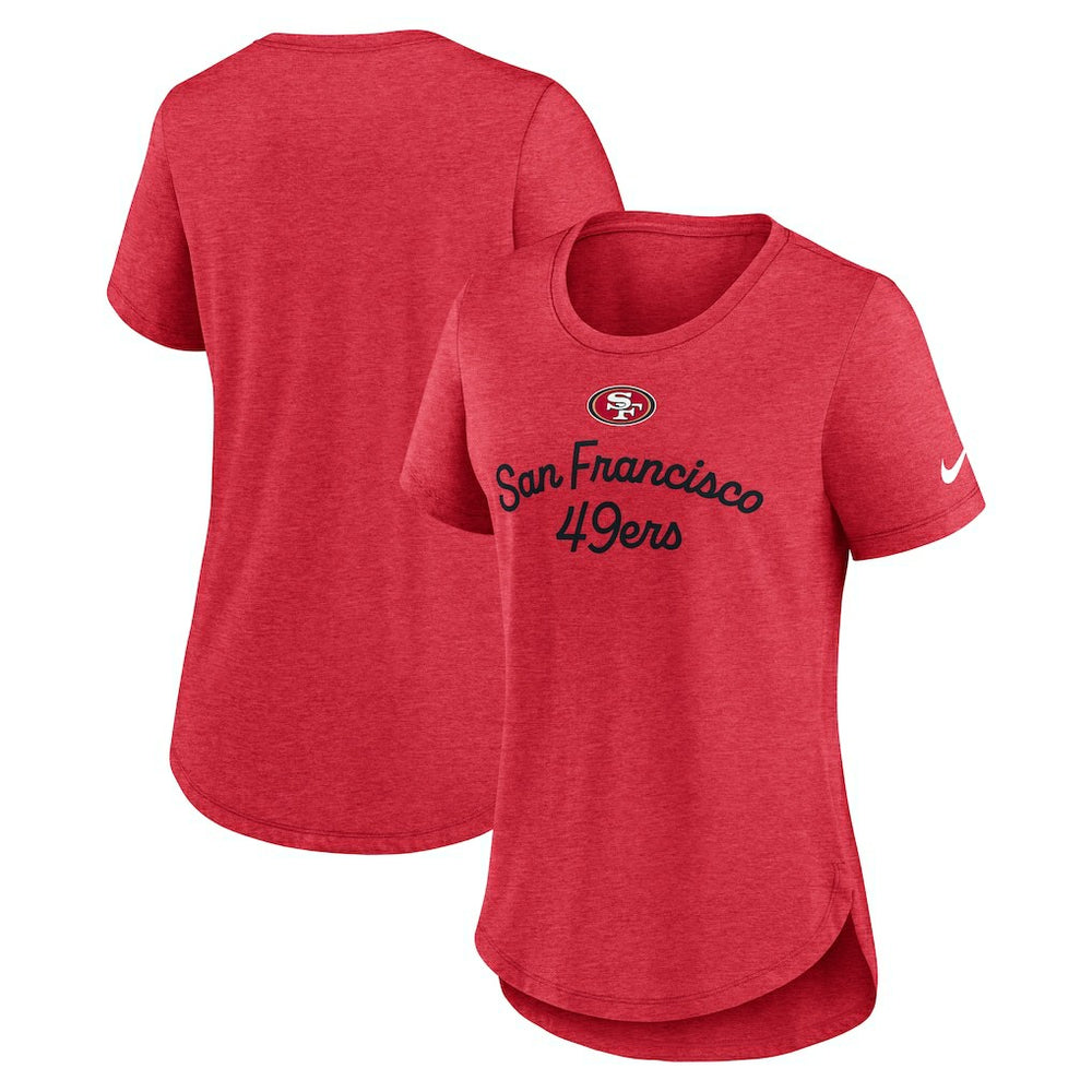 San Francisco 49ers Women's Script Tri-Blend T-Shirt Scarlet | Nike for Sale