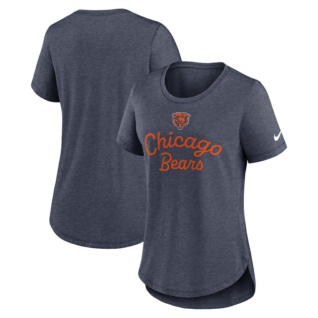Chicago Bears Women's Script Tri-Blend T-Shirt Navy | Nike for Sale