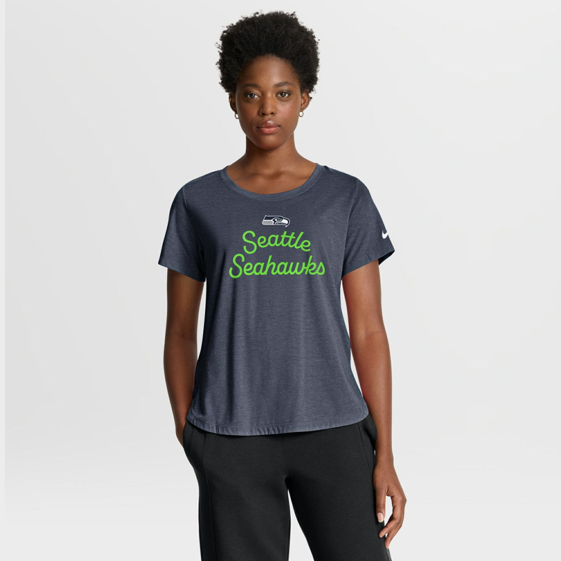 Seattle Seahawks Women's Script Tri-Blend T-Shirt College Navy | Nike for Sale