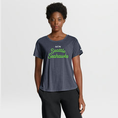 Seattle Seahawks Women's Script Tri-Blend T-Shirt College Navy | Nike for Sale