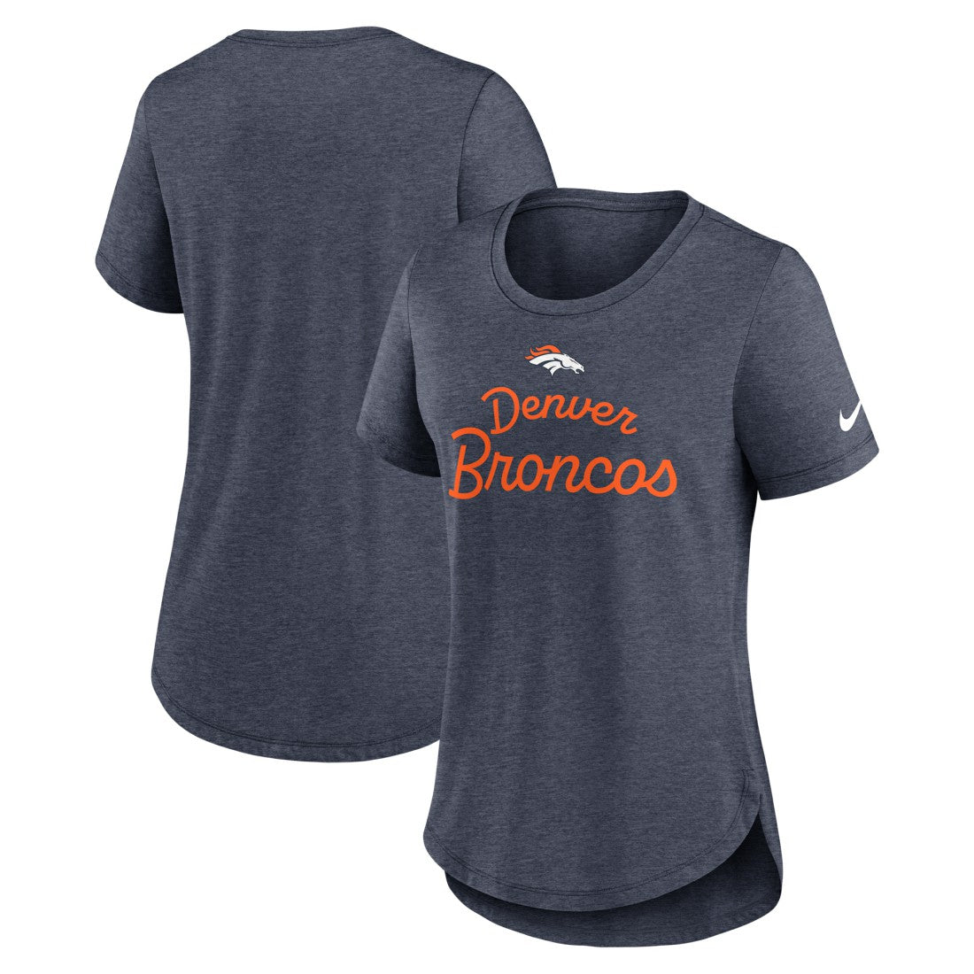 Denver Broncos Women's Script Tri-Blend T-Shirt Navy | Nike for Sale
