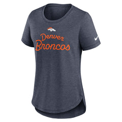 Denver Broncos Women's Script Tri-Blend T-Shirt Navy | Nike for Sale