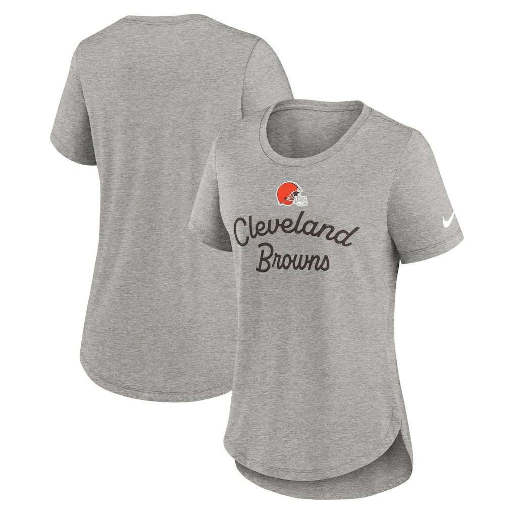 Cleveland Browns Women's Script Tri-Blend T-Shirt Gray | Nike for Sale