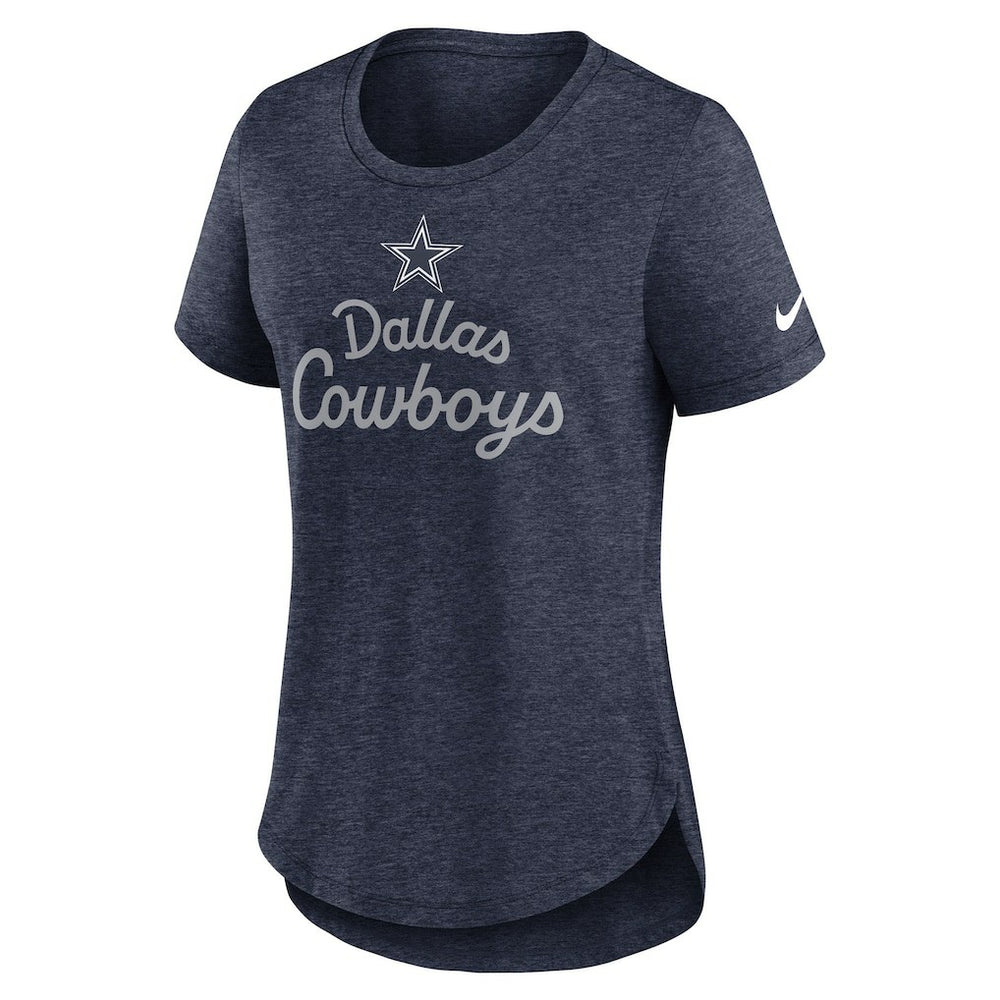 Dallas Cowboys Women's Script Tri-Blend T-Shirt Heather Navy | Nike for Sale