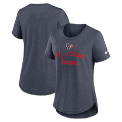 Houston Texans Women's Script Tri-Blend T-Shirt Navy | Nike for Sale