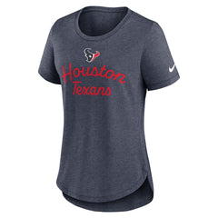 Houston Texans Women's Script Tri-Blend T-Shirt Navy | Nike for Sale