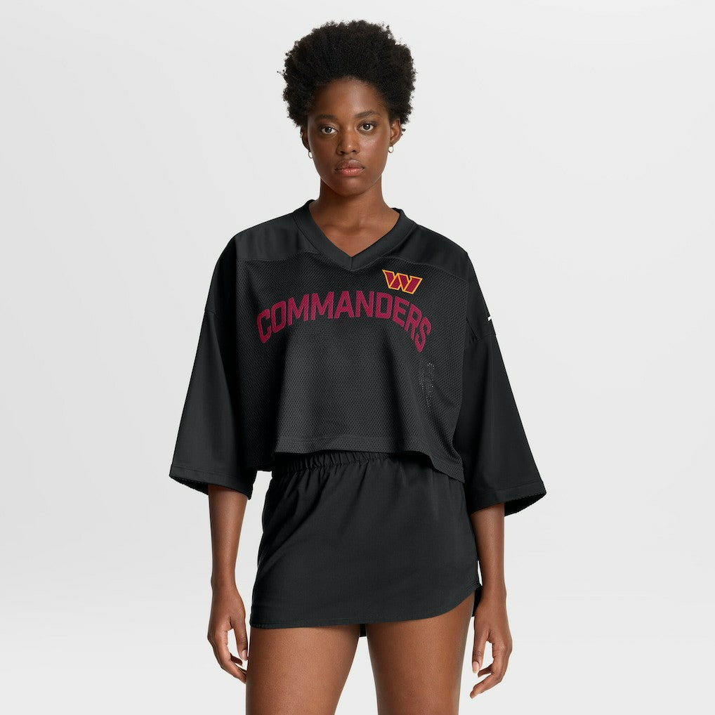 Washington Commanders Women's Primetime Cropped Mesh Dri-FIT Fashion Jersey Black | Nike for Sale