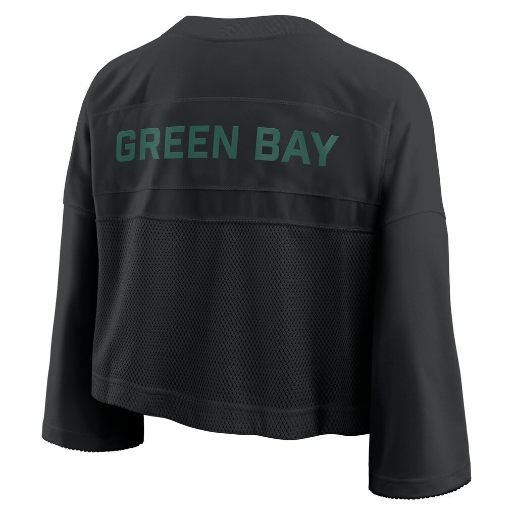 Green Bay Packers Women's Primetime Cropped Mesh Dri-FIT Fashion Jersey Black | Nike for Sale