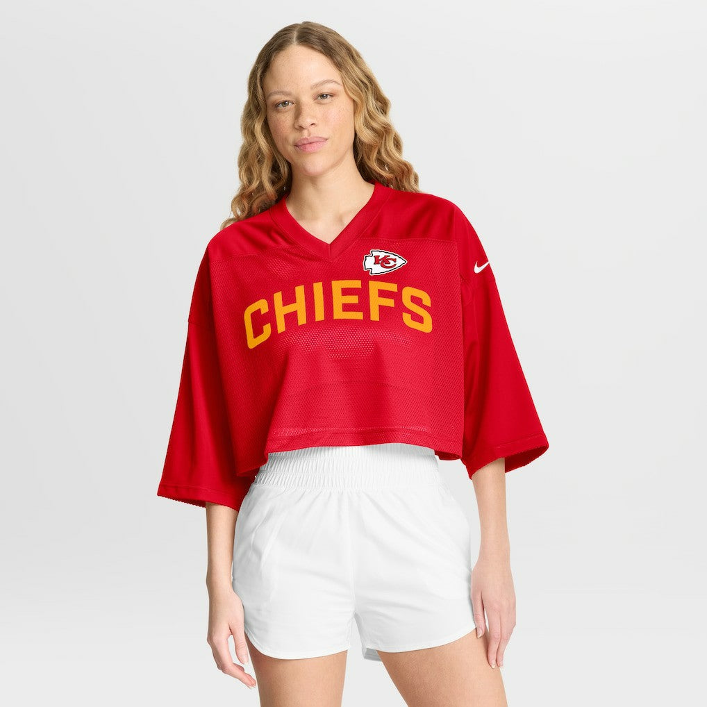 Kansas City Chiefs Women's Primetime Cropped Mesh Dri-FIT Fashion Jersey Red | Nike for Sale
