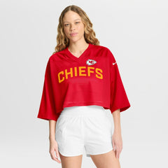 Kansas City Chiefs Women's Primetime Cropped Mesh Dri-FIT Fashion Jersey Red | Nike for Sale