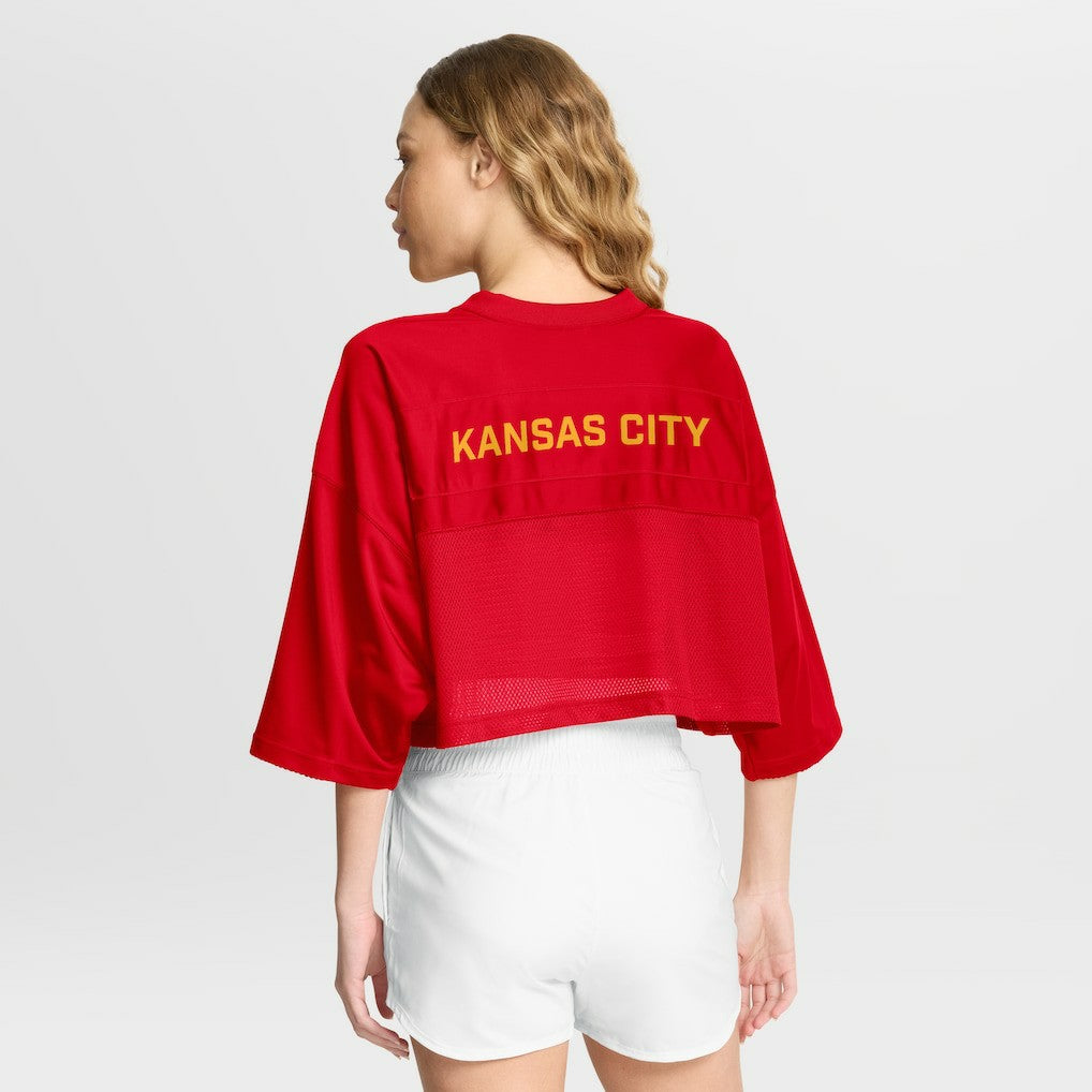 Kansas City Chiefs Women's Primetime Cropped Mesh Dri-FIT Fashion Jersey Red | Nike for Sale