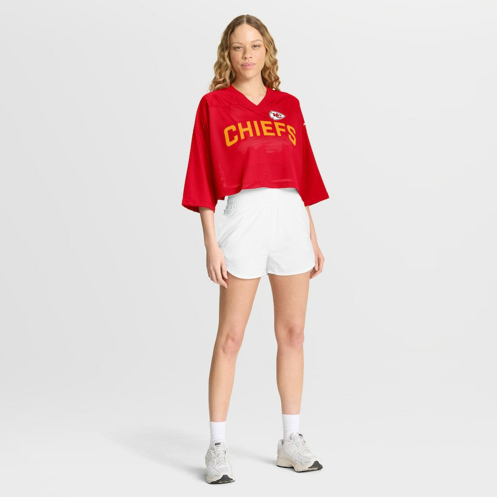 Kansas City Chiefs Women's Primetime Cropped Mesh Dri-FIT Fashion Jersey Red | Nike for Sale