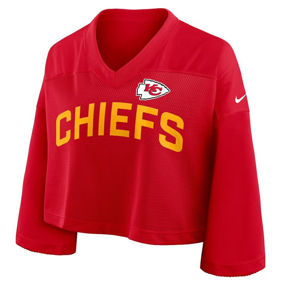 Kansas City Chiefs Women's Primetime Cropped Mesh Dri-FIT Fashion Jersey Red | Nike for Sale