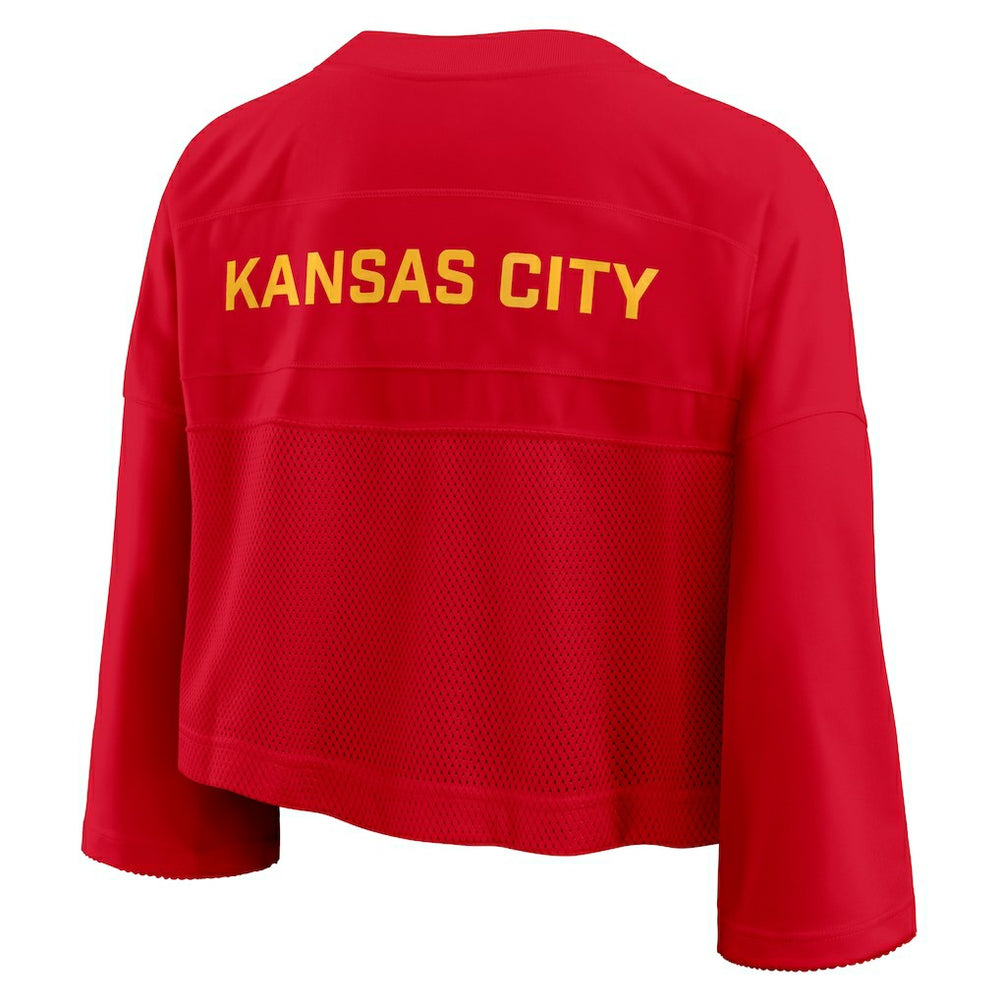 Kansas City Chiefs Women's Primetime Cropped Mesh Dri-FIT Fashion Jersey Red | Nike for Sale