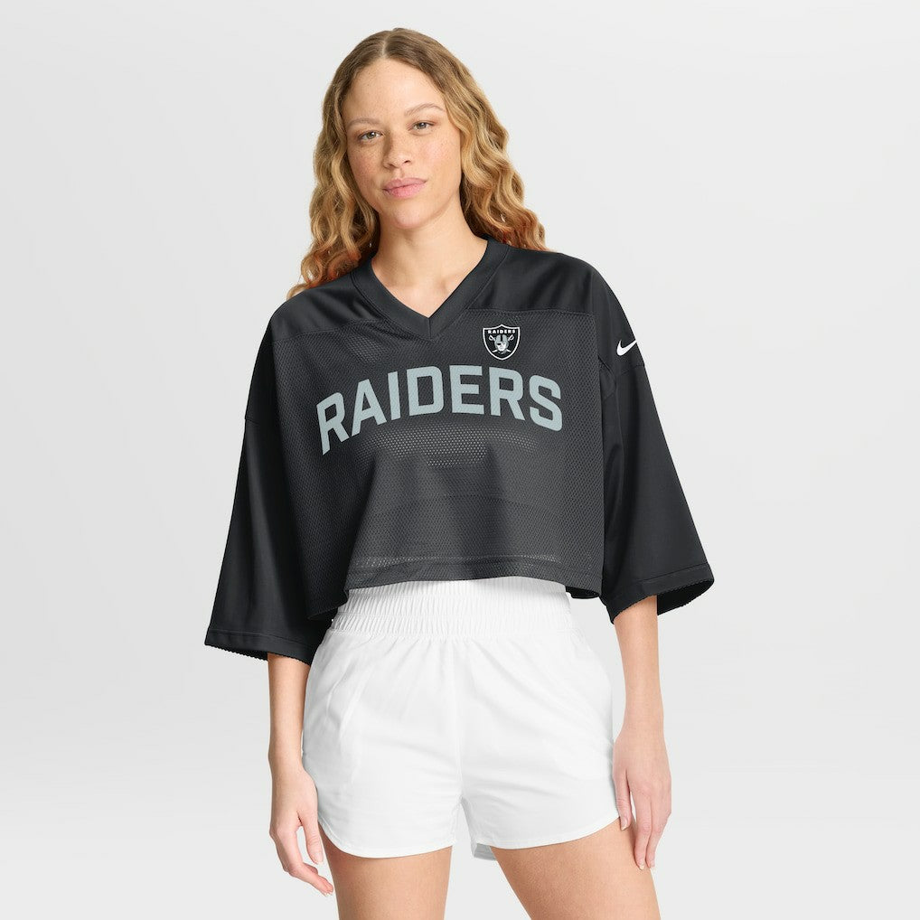 Las Vegas Raiders Women's Primetime Cropped Mesh Dri-FIT Fashion Jersey Black | Nike for Sale