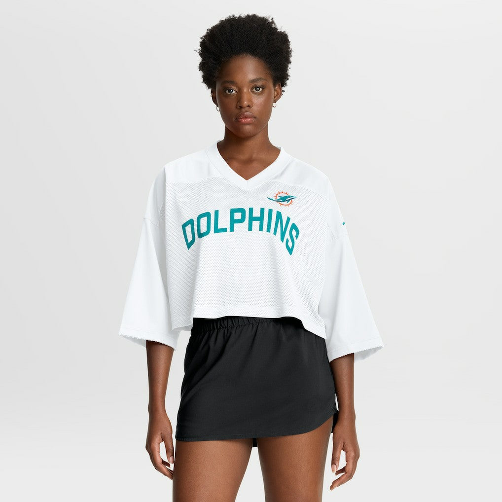 Miami Dolphins Women's Primetime Cropped Mesh Dri-FIT Fashion Jersey White | Nike for Sale