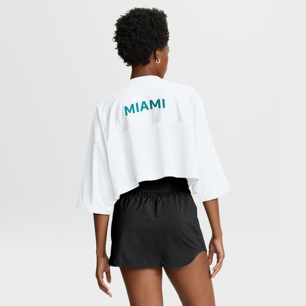 Miami Dolphins Women's Primetime Cropped Mesh Dri-FIT Fashion Jersey White | Nike for Sale