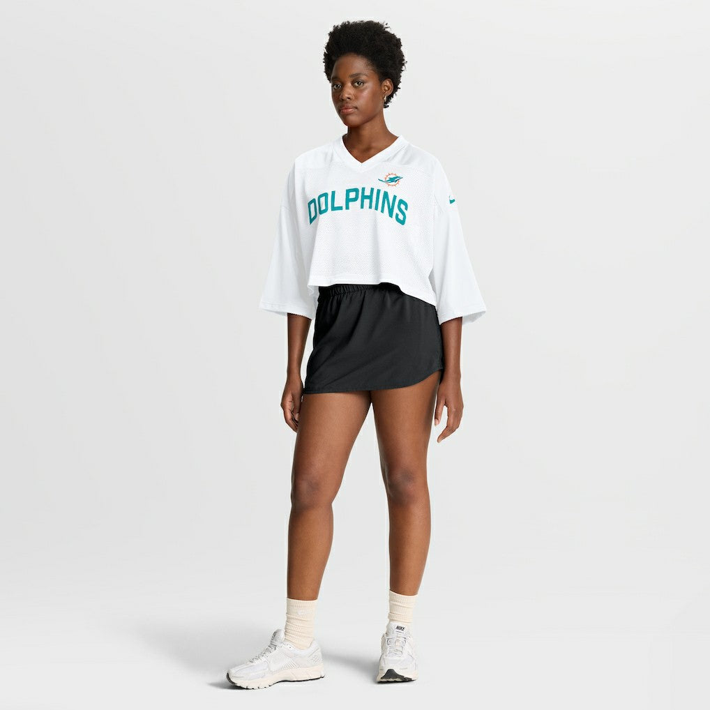 Miami Dolphins Women's Primetime Cropped Mesh Dri-FIT Fashion Jersey White | Nike for Sale