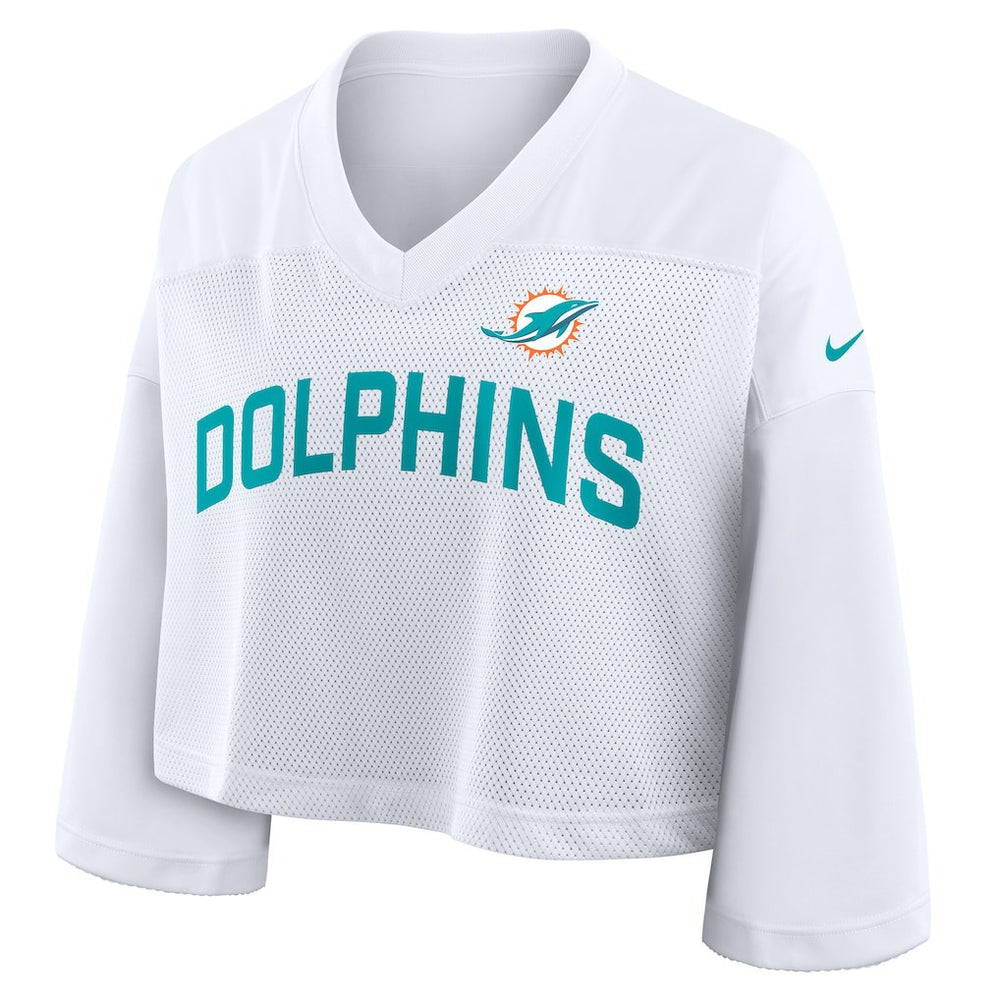 Miami Dolphins Women's Primetime Cropped Mesh Dri-FIT Fashion Jersey White | Nike for Sale