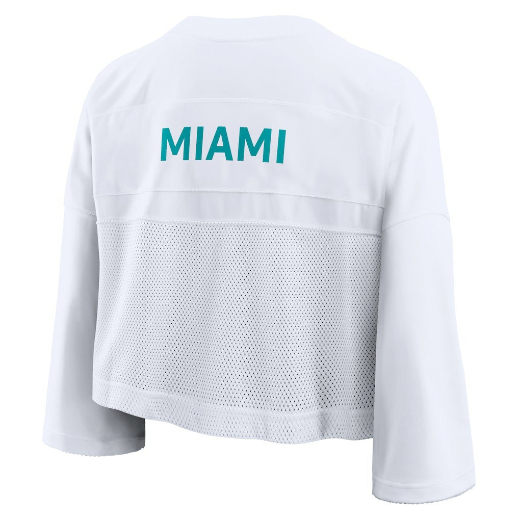 Miami Dolphins Women's Primetime Cropped Mesh Dri-FIT Fashion Jersey White | Nike for Sale