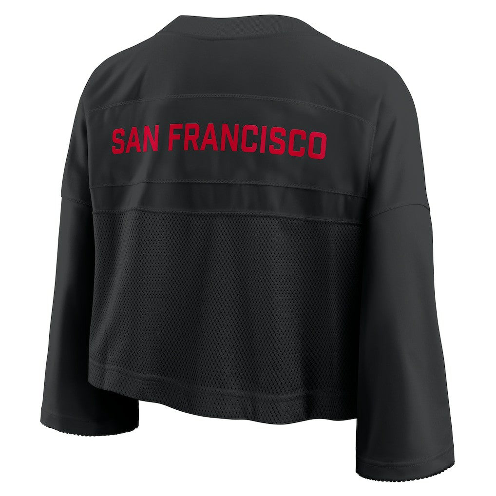 San Francisco 49ers Women's Primetime Cropped Mesh Dri-FIT Fashion Jersey Black | Nike for Sale