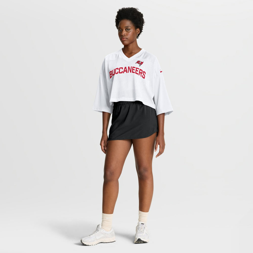 Tampa Bay Buccaneers Women's Primetime Cropped Mesh Dri-FIT Fashion Jersey White | Nike for Sale