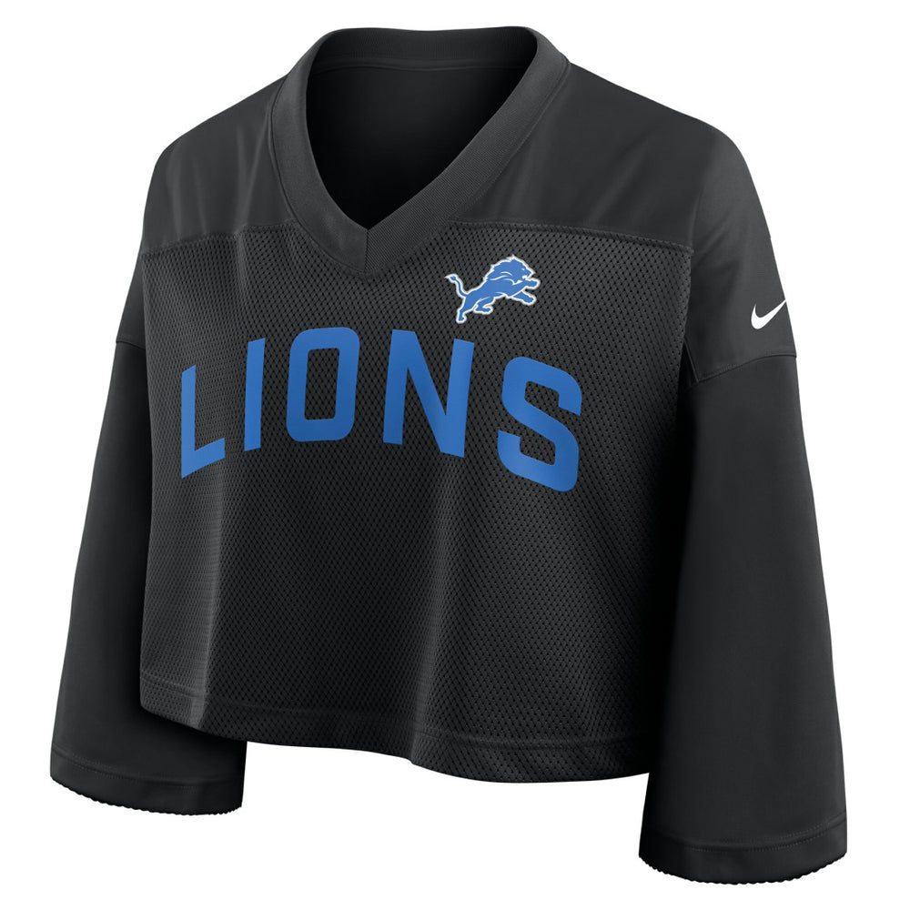 Detroit Lions Women's Primetime Cropped Mesh Dri-FIT Fashion Jersey Black | Nike for Sale