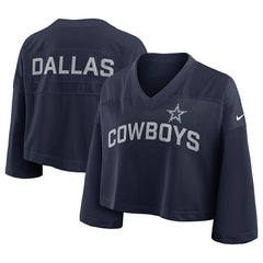 Dallas Cowboys Women's Primetime Cropped Mesh Dri-FIT Fashion Jersey Navy | Nike for Sale