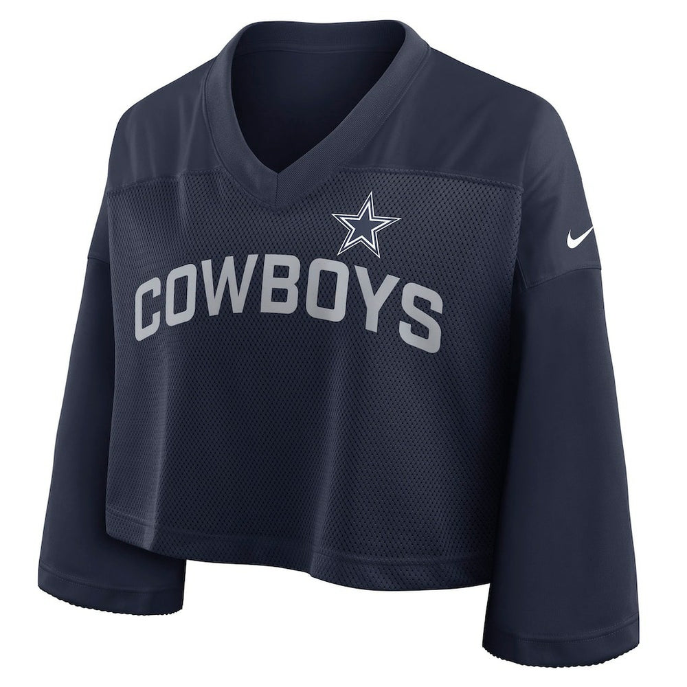 Dallas Cowboys Women's Primetime Cropped Mesh Dri-FIT Fashion Jersey Navy | Nike for Sale