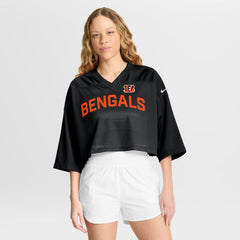 Cincinnati Bengals Women's Primetime Cropped Mesh Dri-FIT Fashion Jersey Black | Nike for Sale