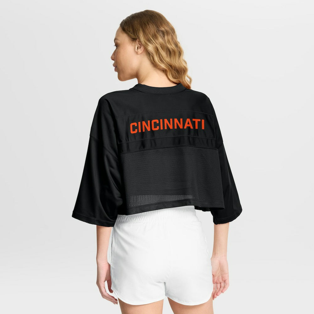 Cincinnati Bengals Women's Primetime Cropped Mesh Dri-FIT Fashion Jersey Black | Nike for Sale