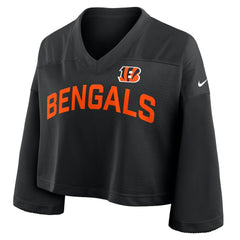 Cincinnati Bengals Women's Primetime Cropped Mesh Dri-FIT Fashion Jersey Black | Nike for Sale