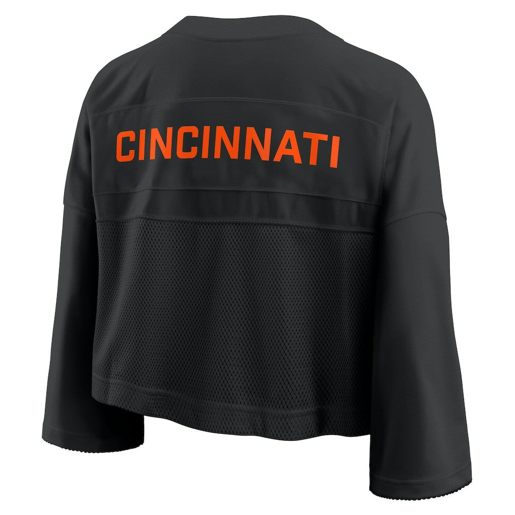 Cincinnati Bengals Women's Primetime Cropped Mesh Dri-FIT Fashion Jersey Black | Nike for Sale