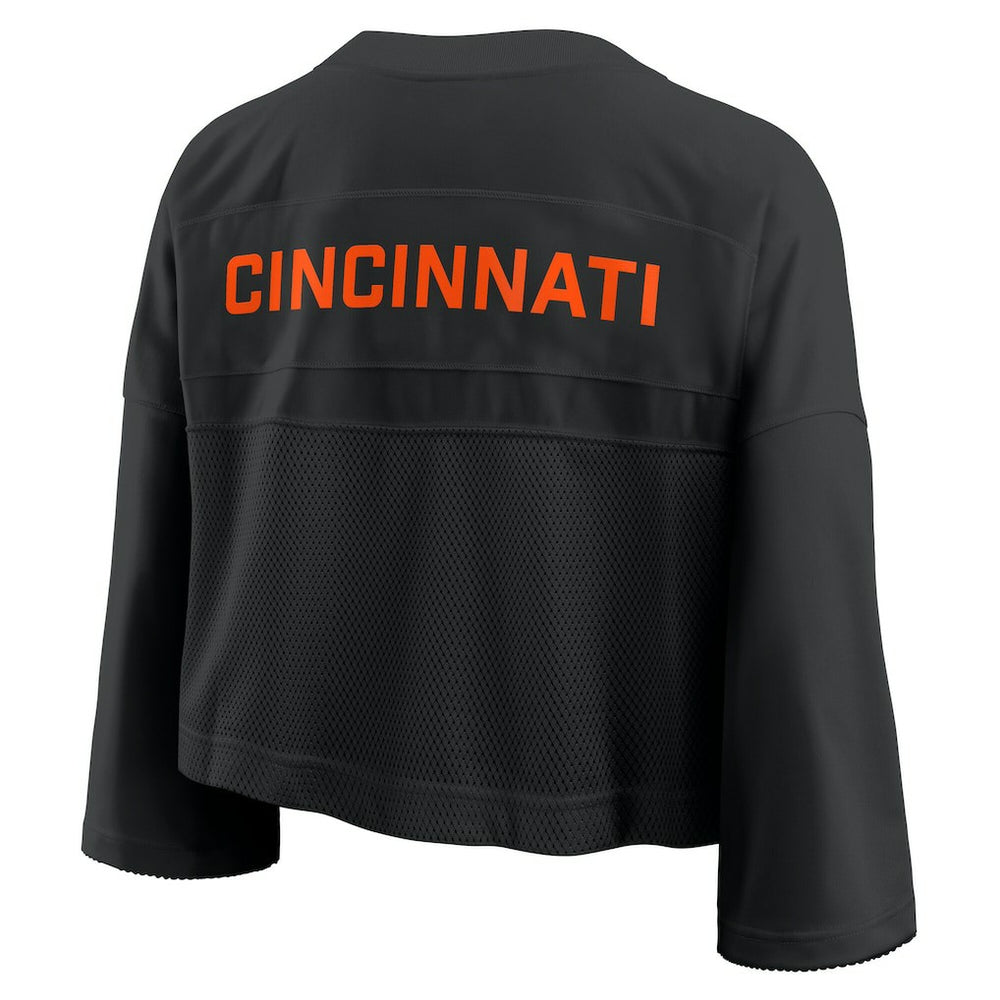 Cincinnati Bengals Women's Primetime Cropped Mesh Dri-FIT Fashion Jersey Black | Nike for Sale