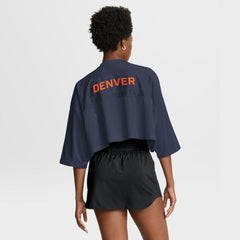 Denver Broncos Women's Primetime Cropped Mesh Dri-FIT Fashion Jersey Navy | Nike for Sale