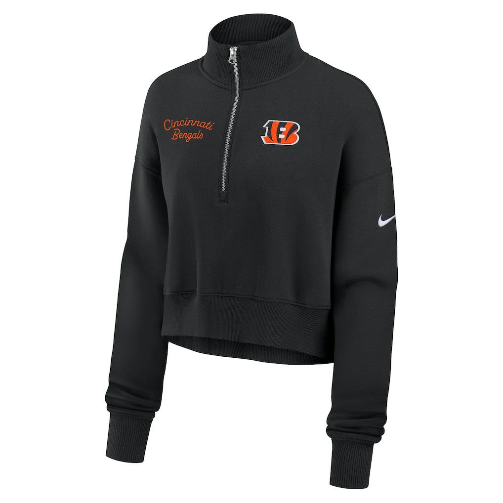 Cincinnati Bengals Women's Primetime Phoenix Half-Zip Sweatshirt Black | Nike for Sale