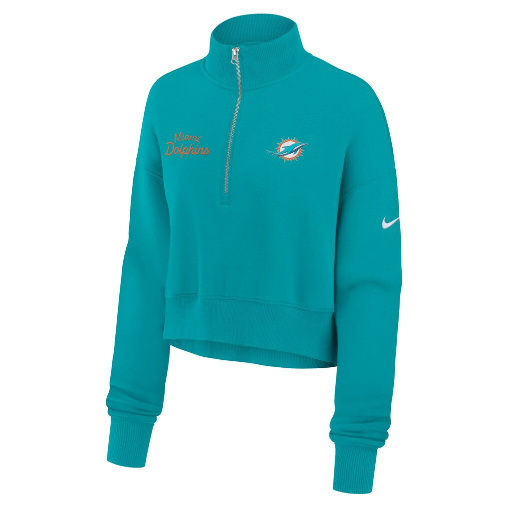 Miami Dolphins Women's Primetime Phoenix Half-Zip Sweatshirt Aqua | Nike for Sale